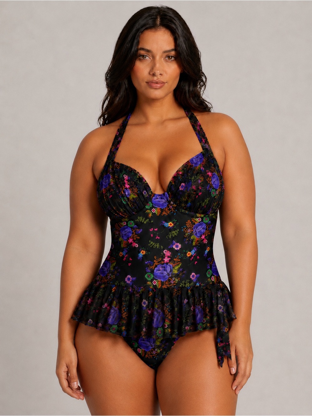 NWOT Gorgeous Marilyn Monroe Women's Ruffled Floral One Piece Swimswear sz 2XL